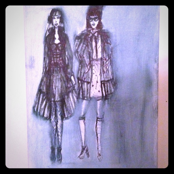 Original ART fashion painting on canvas panel 9X12