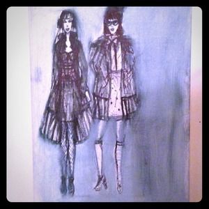 Original ART fashion painting on canvas panel 9X12