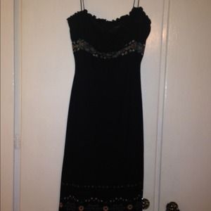 Black spaghetti strap dress by David Meister
