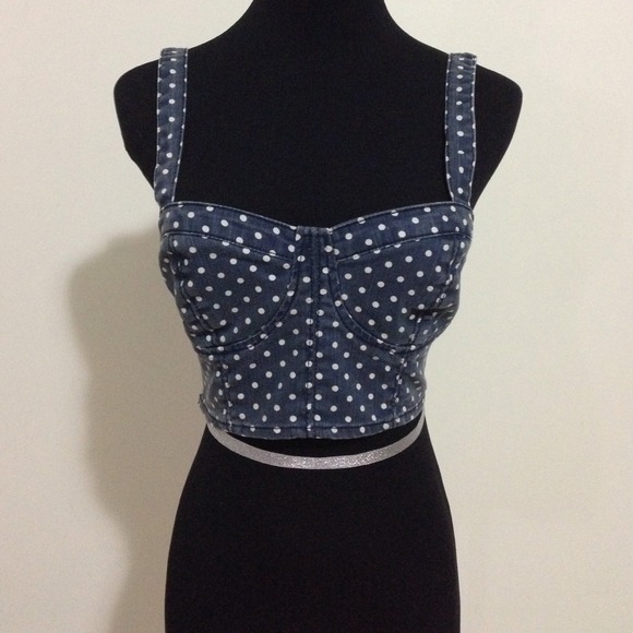 Tops - Polka dot denim bustier