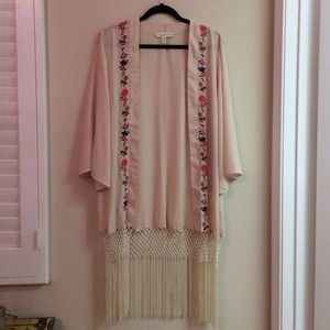 Beautiful Embroidered Kimono with Fringe