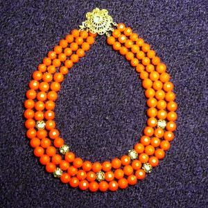 Vintage red plastic bead choker necklace