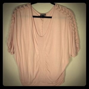 Powder Pink Cotton Top w/Lace & Embroidery Detail