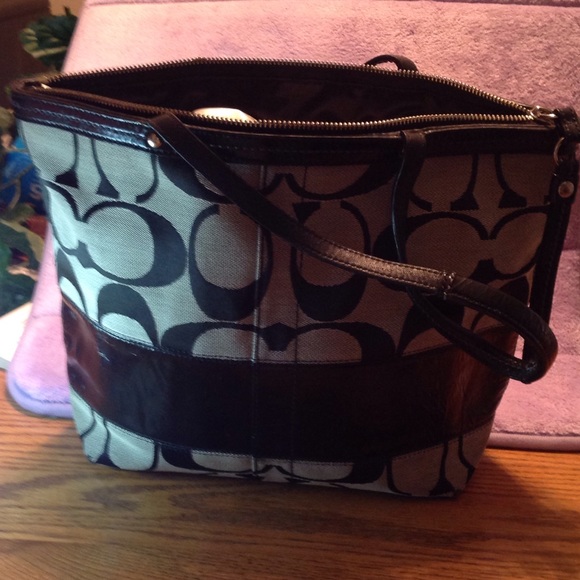 Black and gray  Coach Bag