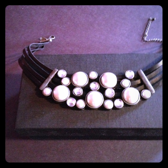 Pearl and rhinestone necklace