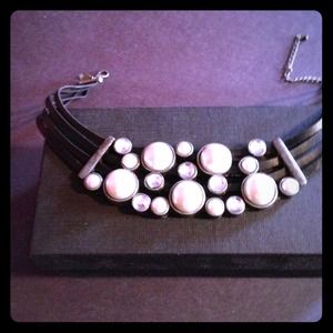 Pearl and rhinestone necklace