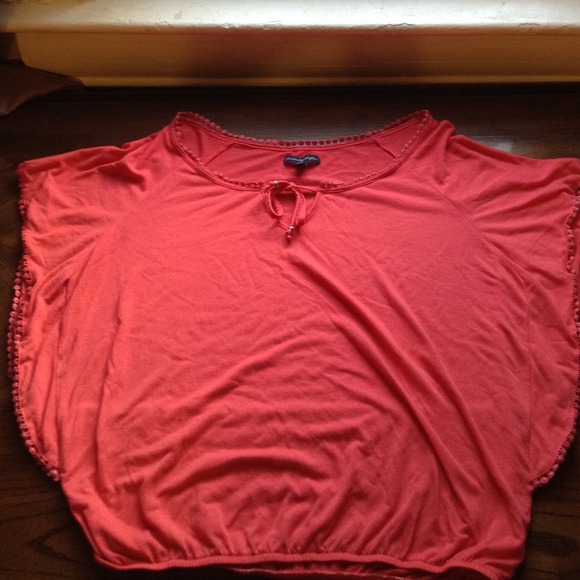 American Eagle Salmon Pink Butterfly top