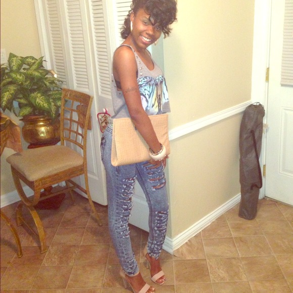 Bebe cut up jeans