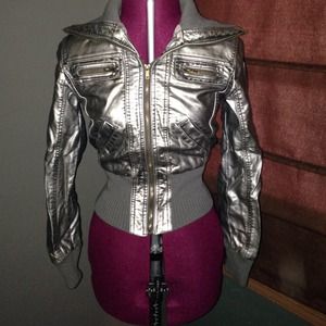 metallic silver jacket