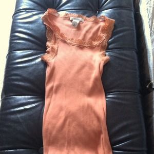 Rubbed tank with lace detail - pale orange