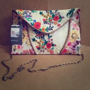 Embroidered Envelope Clutch