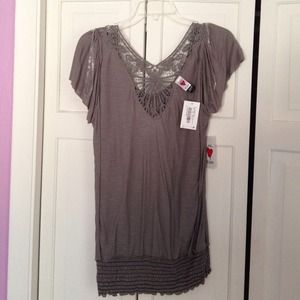 NWT Large grey dressy top.