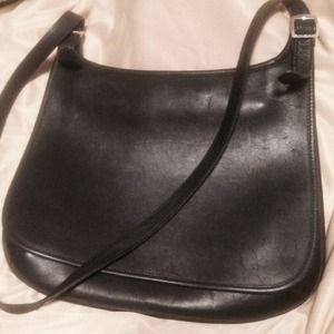 Coach black leather knapsack crossbody handbag