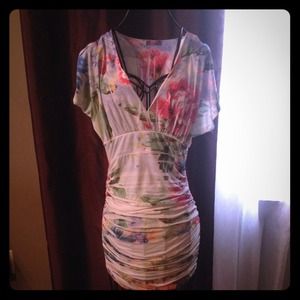 Floral V-neck mini dress