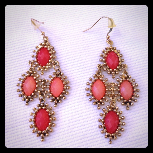 Coral and Gold Earrings