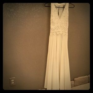 Scott McClintock Off White Lace Chiffon Gown