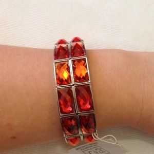 Coral and Pink Stretch Bangle Bracelet