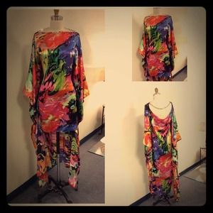 Multicolored hi-low tunic dress