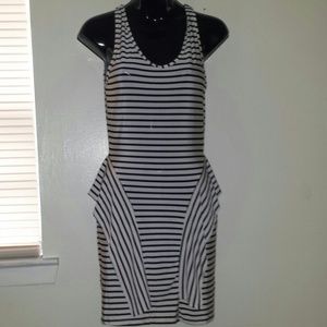 Cream and black stripe dress.