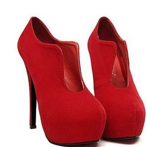Red closed toe high heels