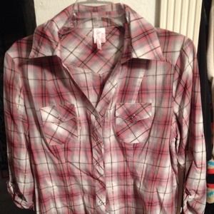 Sold! Pink plaid button down🎀