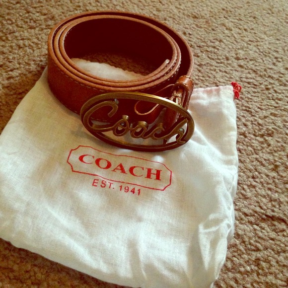 Men's Coach belt, leather with gold buckle.
