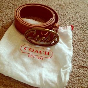 Men's Coach belt, leather with gold buckle.