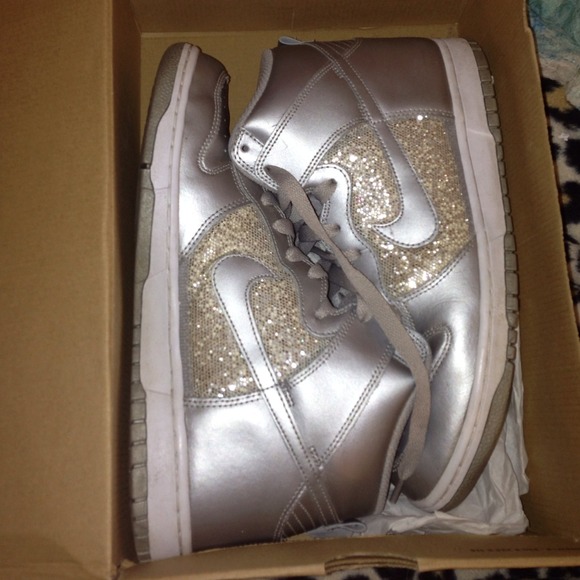 Silver high top nikes