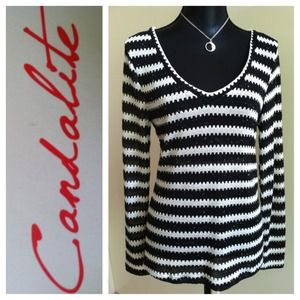 Light Sweater with Black/Beige Stripes
