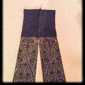 Anthropology black tights / Gold Lurex design