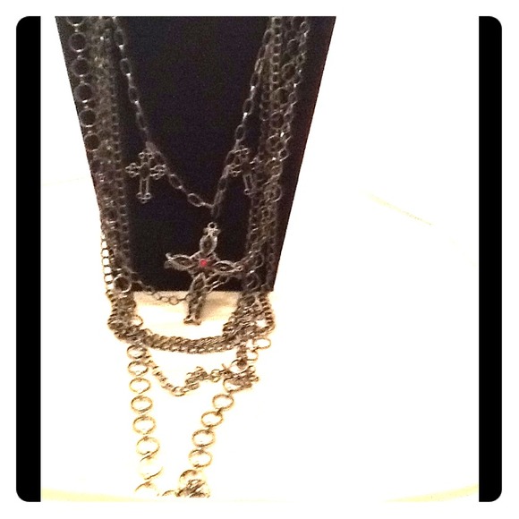Handmade Blk. Long Chain Necklace - Picture 1 of 2