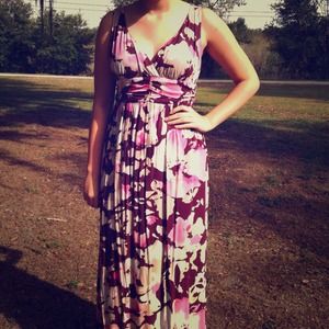 Watercolor Print Maxi Dress