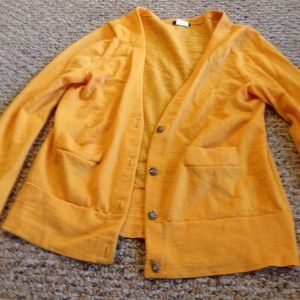 J. Crew yellow v-neck cardigan w/ antique buttons