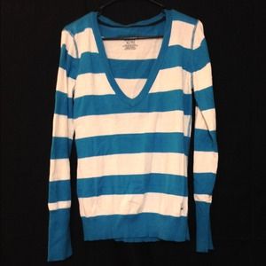 Aeropostale Striped V-Neck Sweater