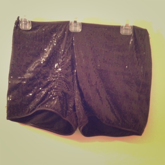 Black sequin shorts
