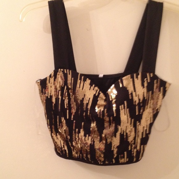 Gold sequin corset top