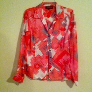 Brushstroke sheer blouse