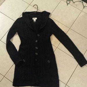 Long hooded button down cable knit sweater!!!