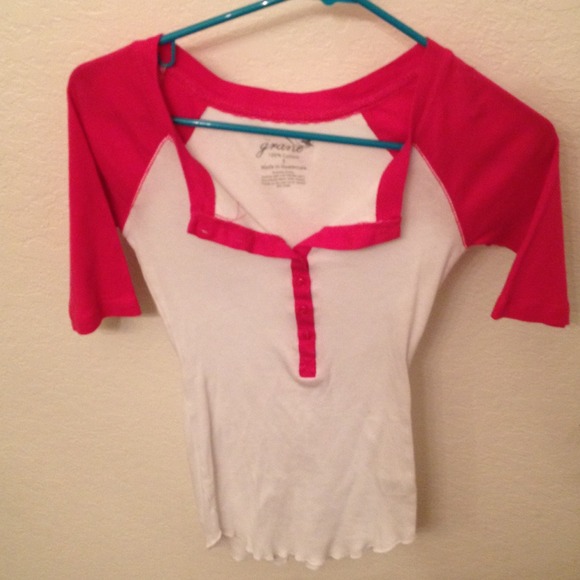 Pink and white "baseball" tee