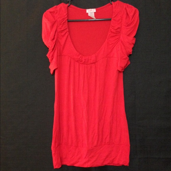 Red Scoop Neck Shirt