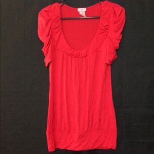 Red Scoop Neck Shirt