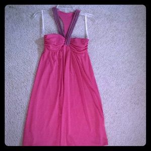 Jodi Kristopher pink short dress w/ braided strap