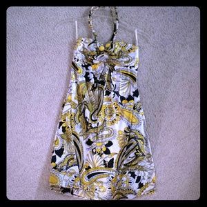 Yellow halter floral dress