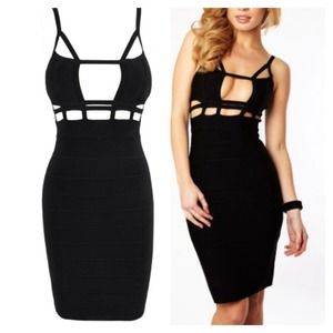 Black cutout bandage dress
