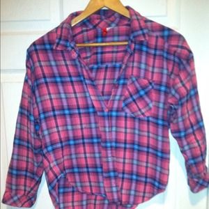 H&M loose boyfriend plaid button up top size 2