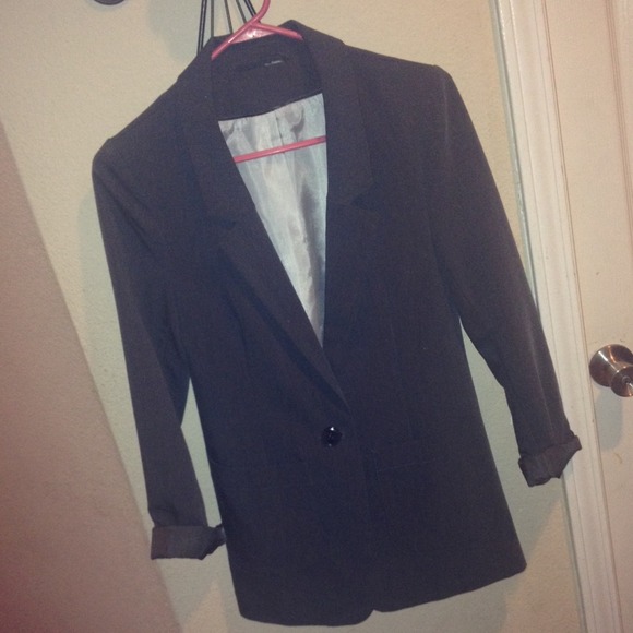Sexy Fitted Gray Long Blazer Jacket Small - Picture 2 of 3