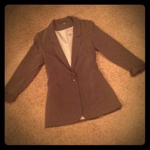 Sexy Fitted Gray Long Blazer Jacket Small