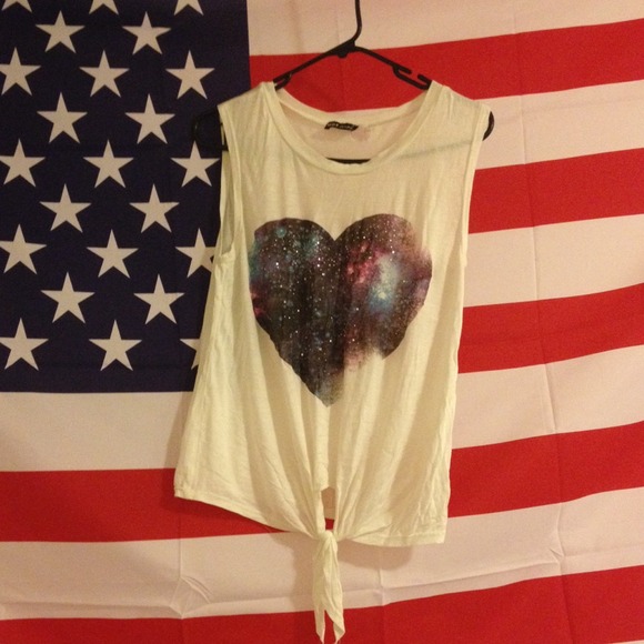 galaxy tank top with tie at the bottom!