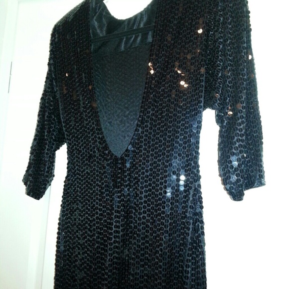 Fine Black Sequin Cocktail Dress - Picture 2 of 2
