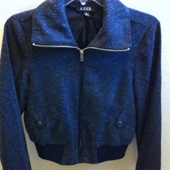 A. Byer zip front jacket, black & white peppered - Picture 1 of 4